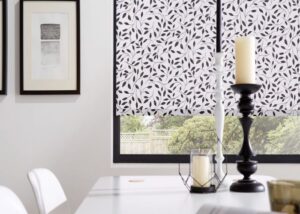 Made to measure Black and White Roller Blinds